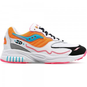 Saucony 3D Grid Hurricane White Orange | LIJAU-8437