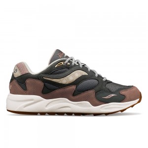 Saucony Grid Shadow 2 Secure Grey Brown | HJPXU-2091