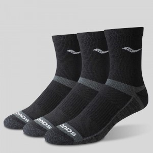 Saucony Inferno Cushion Mid 3-Pack Sock Black | NIBSA-8642