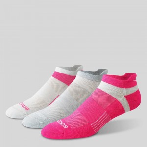 Saucony Inferno Cushioned No Show Tab 3-Pack Socks Pink | NUHAV-9651