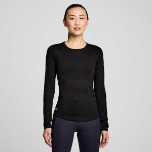 Saucony Peregrine Merino Long Sleeve Black | JYQMV-8932