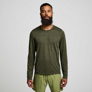 Saucony Stopwatch Graphic Long Sleeve Umbra Heather Graphic | IKHDJ-3516