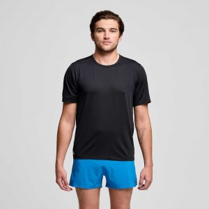 Saucony Stopwatch Short Sleeve Black | OVRGK-4679