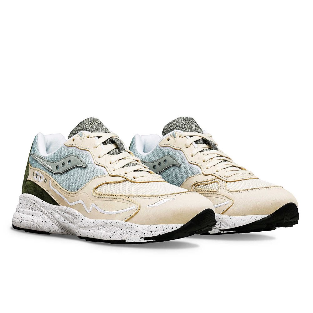 Saucony 3D Grid Hurricane Premium Beige Green | EQXWC-4269