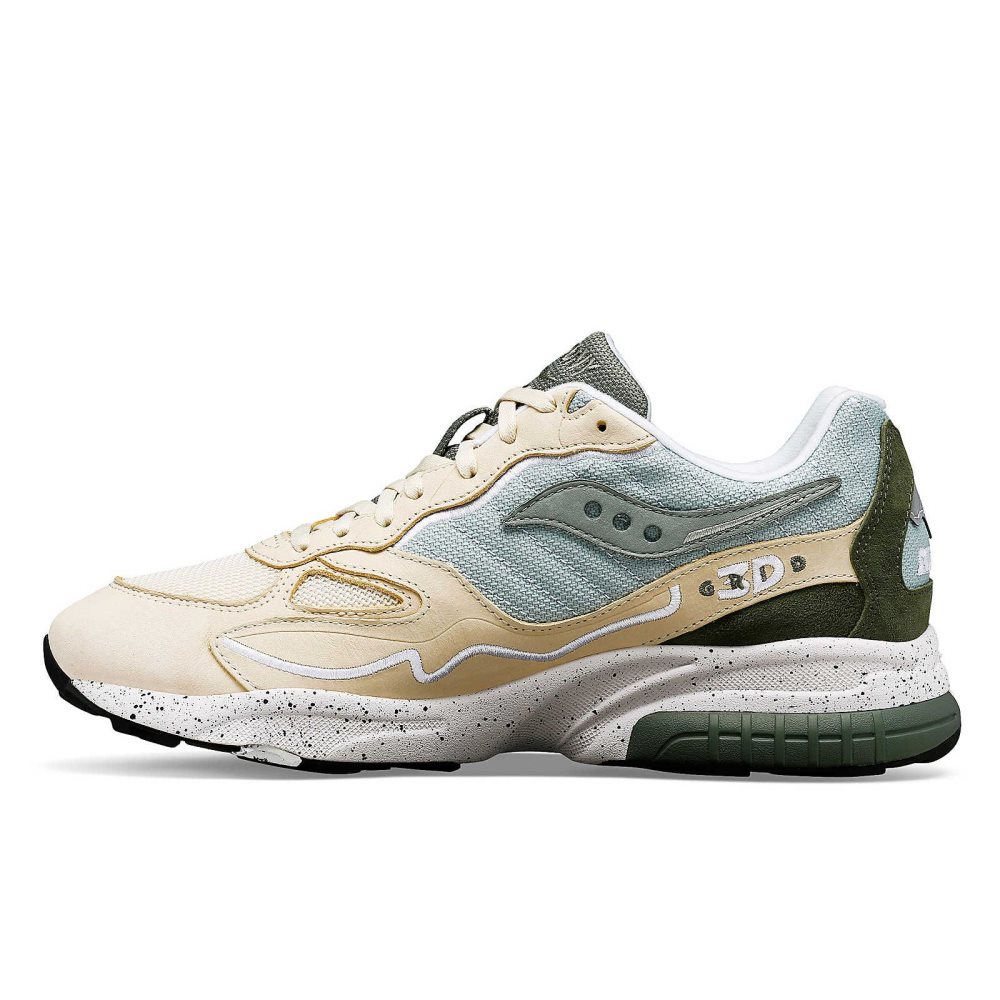 Saucony 3D Grid Hurricane Premium Beige Green | EQXWC-4269