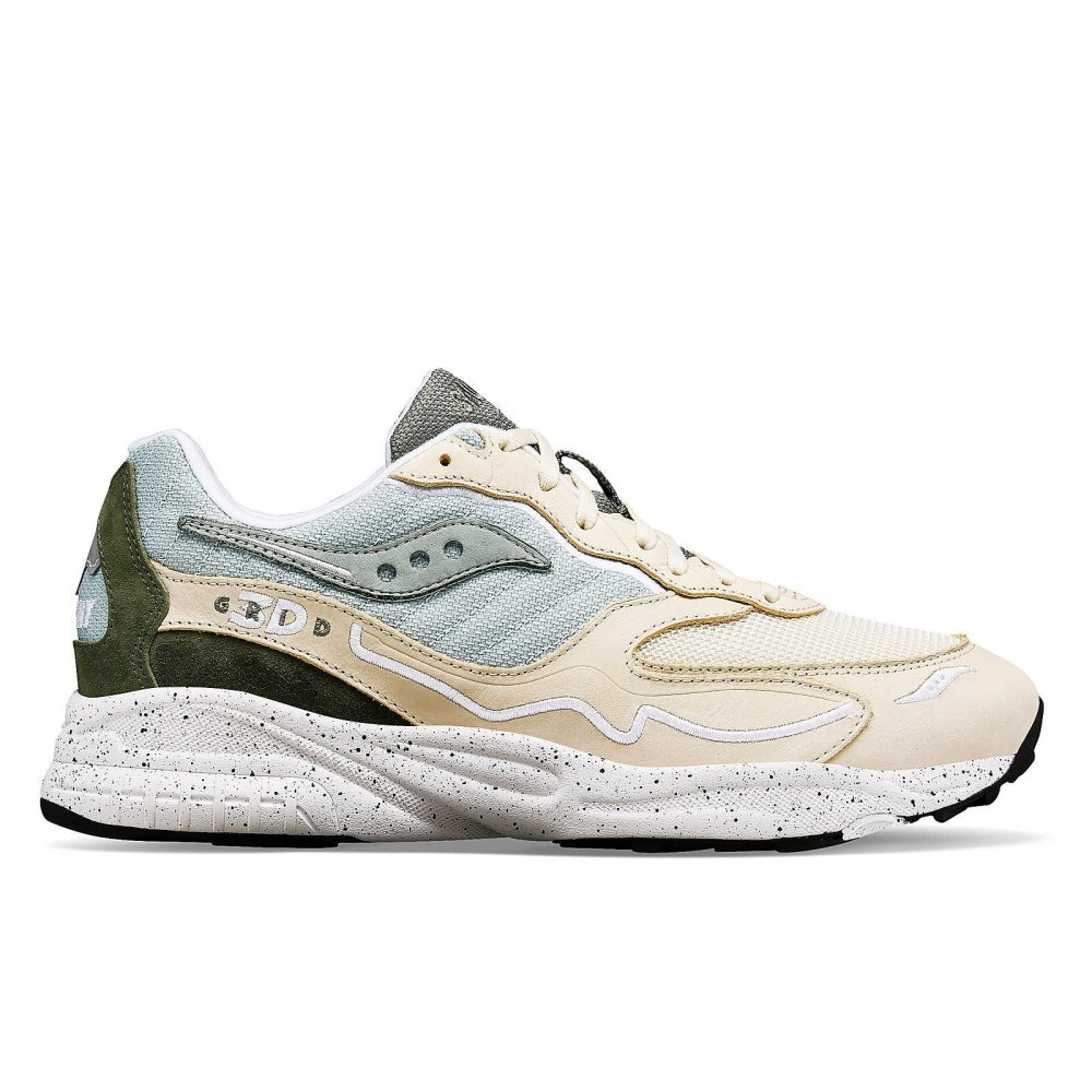 Saucony 3D Grid Hurricane Premium Beige Green | EQXWC-4269