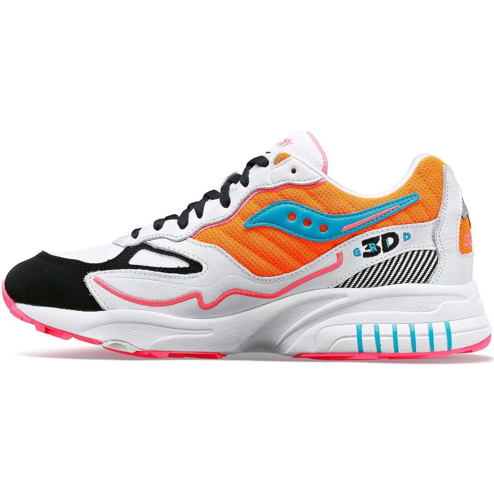 Saucony 3D Grid Hurricane White Orange | SCEXY-2945