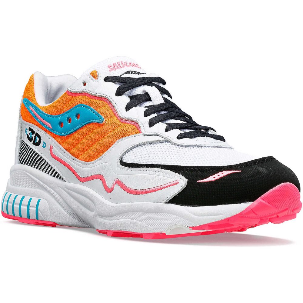 Saucony 3D Grid Hurricane White Orange | SCEXY-2945