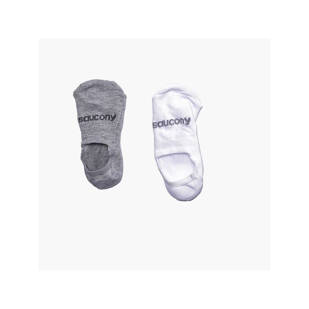 Saucony Cushioned Invisible Liner 8-Pack White Grey | JLCZE-1497