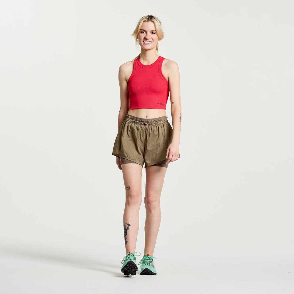 Saucony Elevate Crop Top Rose | WRZHT-1640