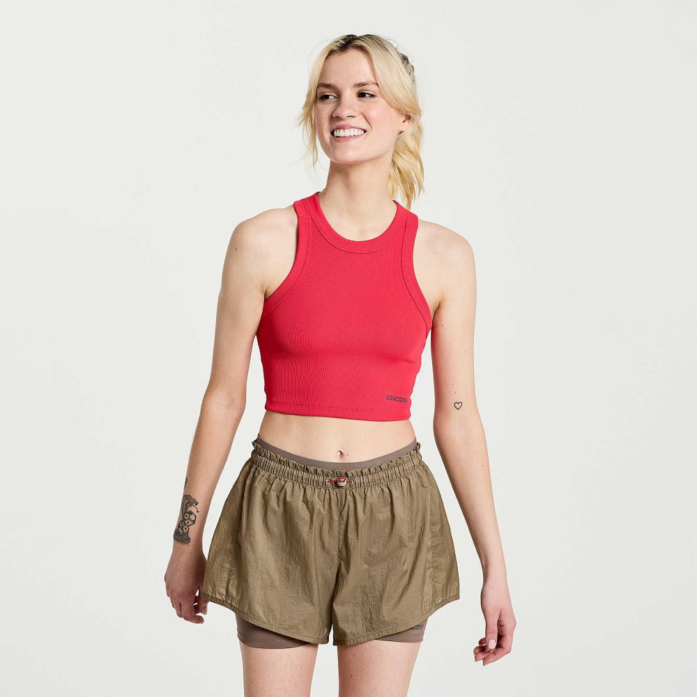 Saucony Elevate Crop Top Rose | WRZHT-1640