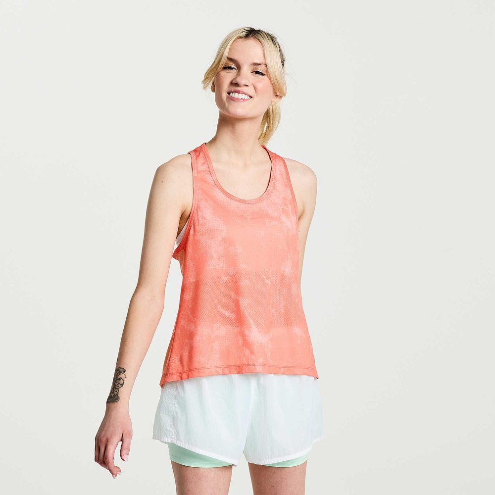 Saucony Elevate Tank Top Zenith Tie-Dye Print | WKIHJ-9608