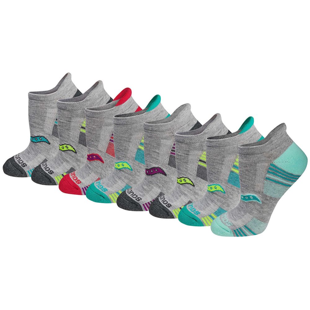 Saucony Glory Performance No Show Tab 8-Pack Socks Grey | WCMUZ-0789