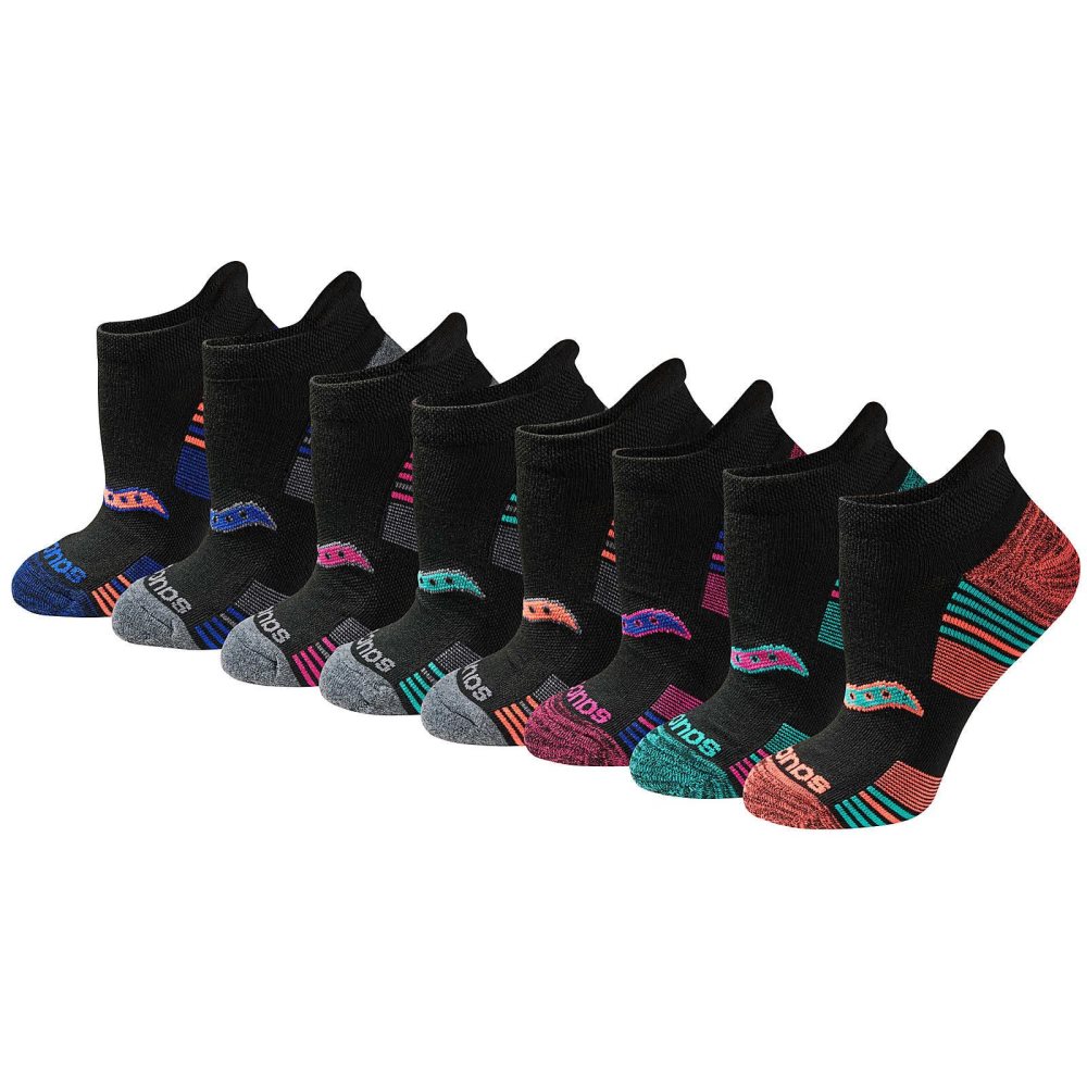 Saucony Glory Performance No Show Tab 8-Pack Socks Black | WJQXM-4781