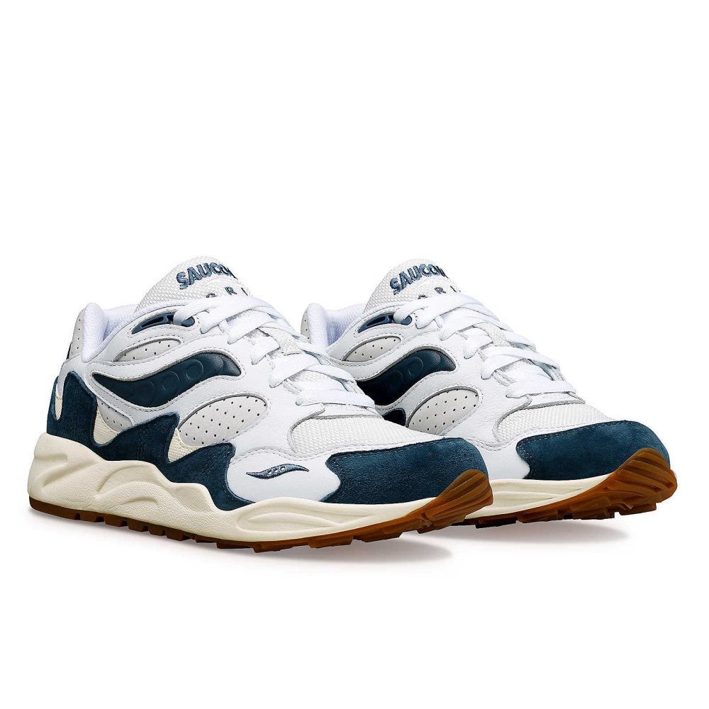 Saucony Grid Shadow 2 Ivy Prep White Navy | JSKFA-2614