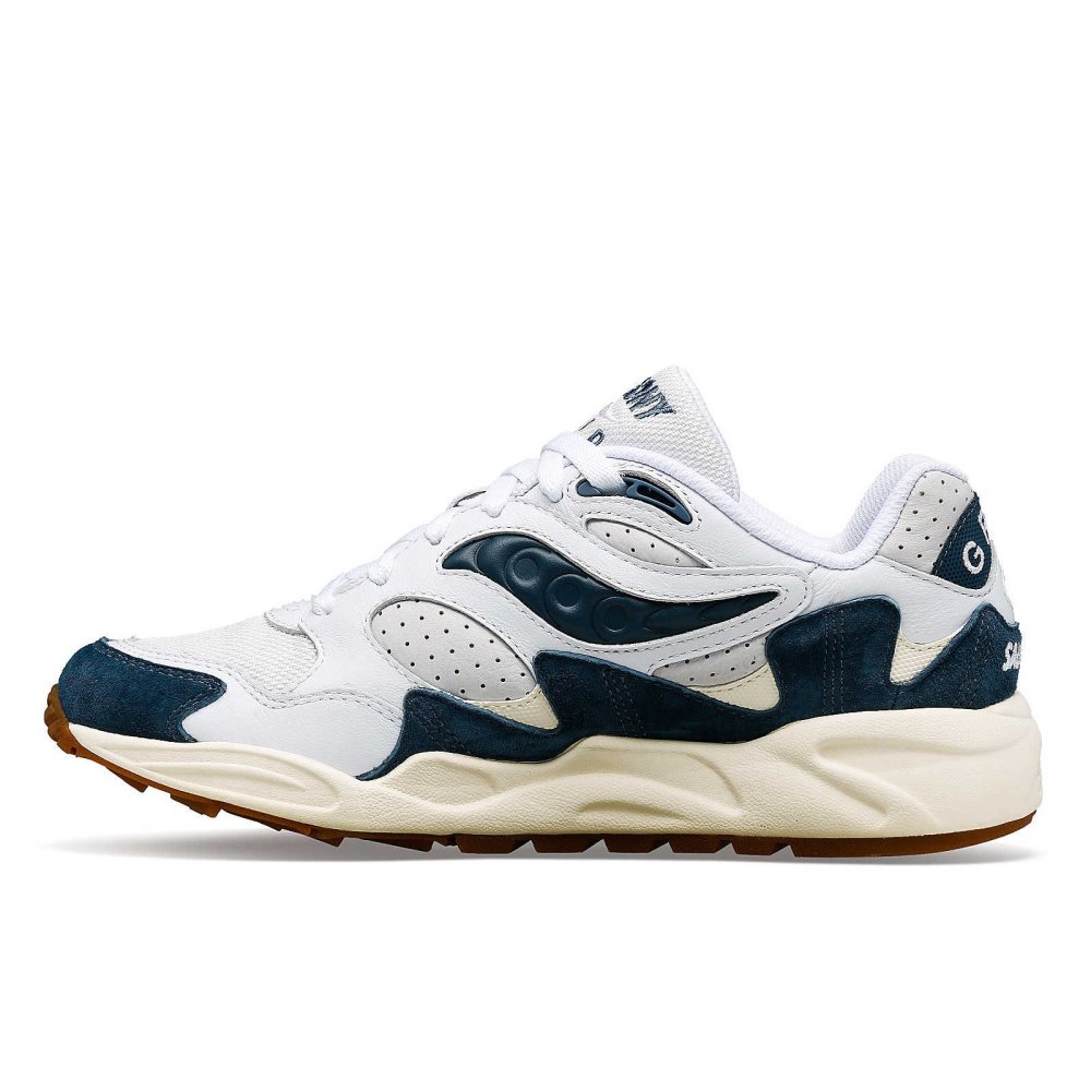 Saucony Grid Shadow 2 Ivy Prep White Navy | JSKFA-2614