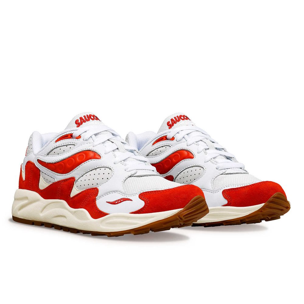 Saucony Grid Shadow 2 Ivy Prep White Red | UOSEC-0795