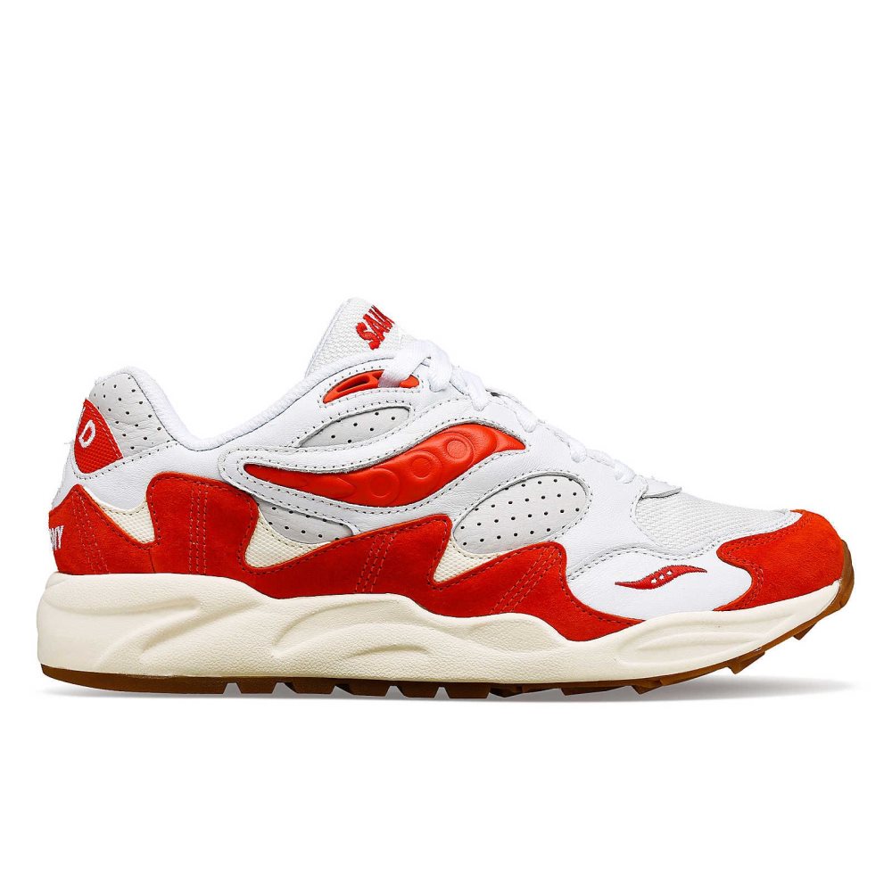 Saucony Grid Shadow 2 Ivy Prep White Red | UOSEC-0795