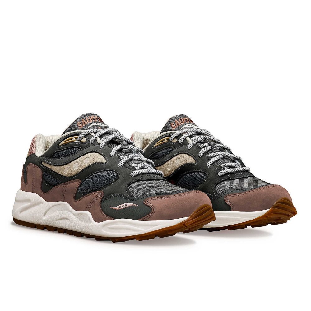 Saucony Grid Shadow 2 Secure Grey Brown | HJPXU-2091