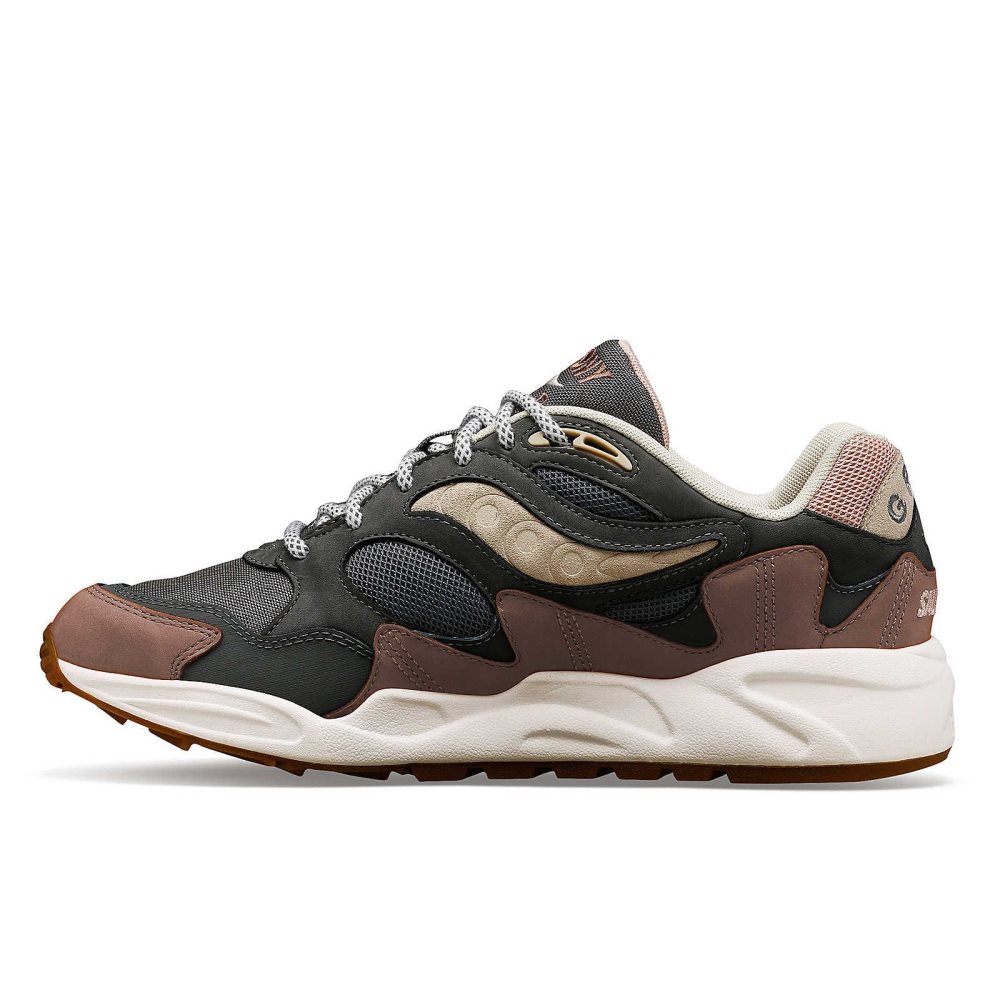 Saucony Grid Shadow 2 Secure Grey Brown | HJPXU-2091