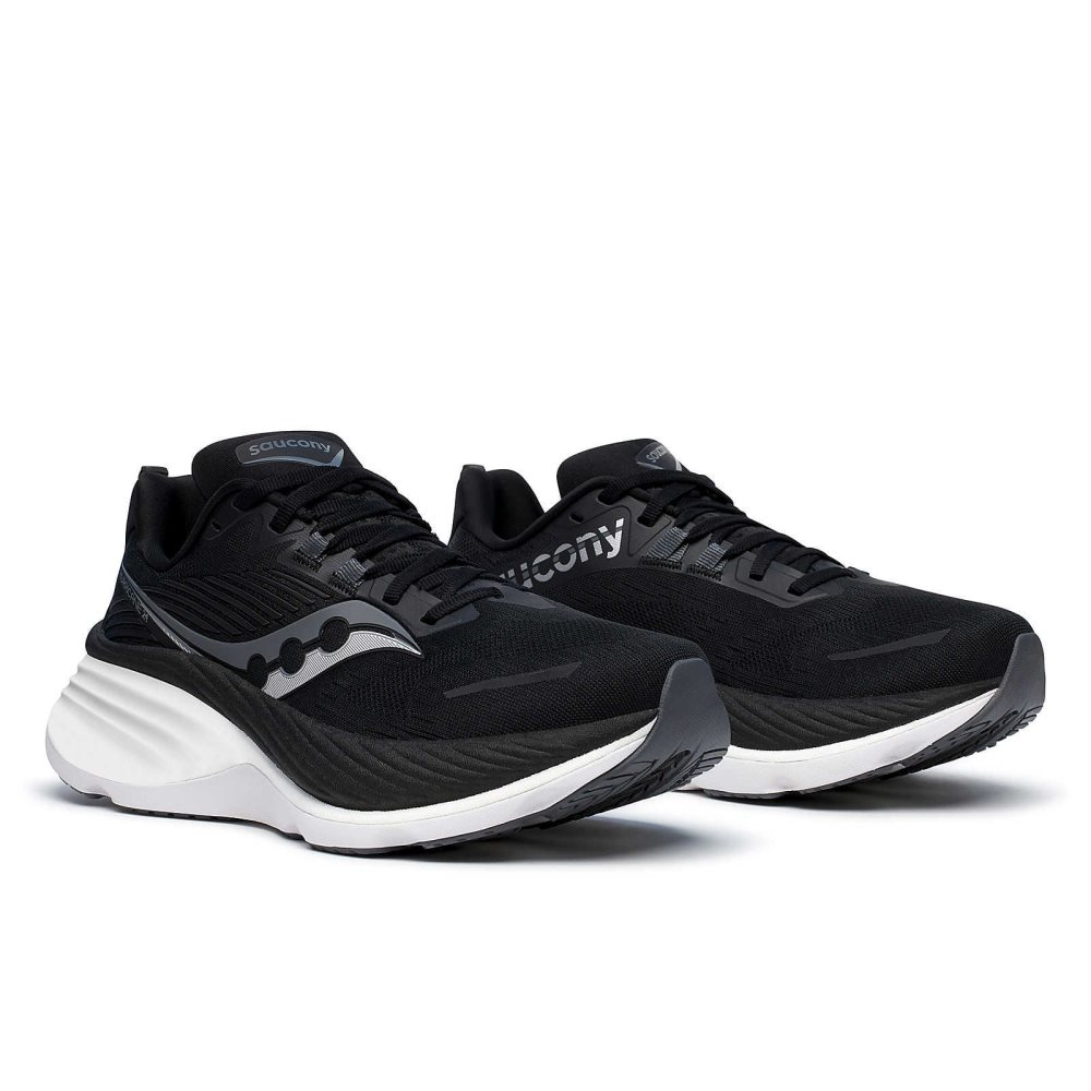 Saucony Hurricane 24 Wide Black Dark Grey | SXUJG-8546