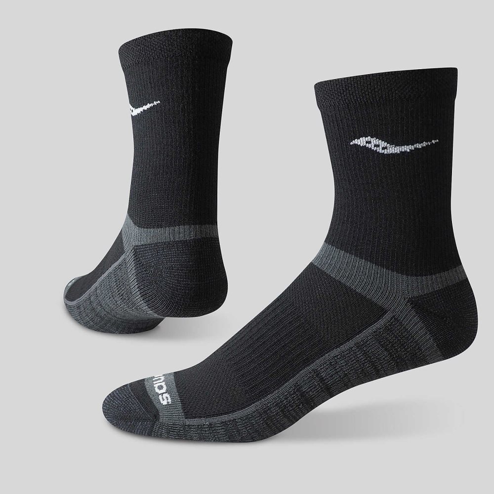 Saucony Inferno Cushion Mid 3-Pack Sock Black | EOVYI-0945