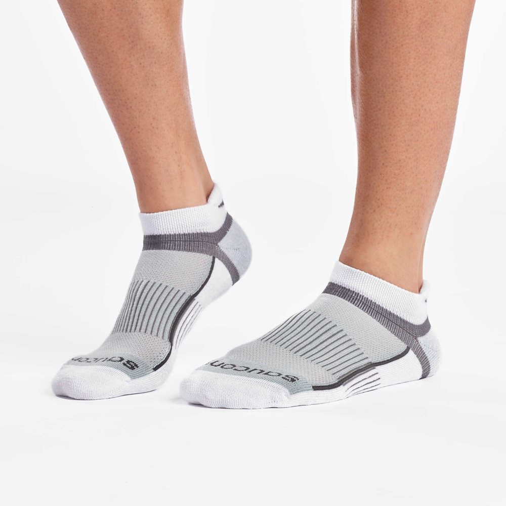 Saucony Inferno Cushioned No Show Tab 3-Pack Socks White | QARHK-9415