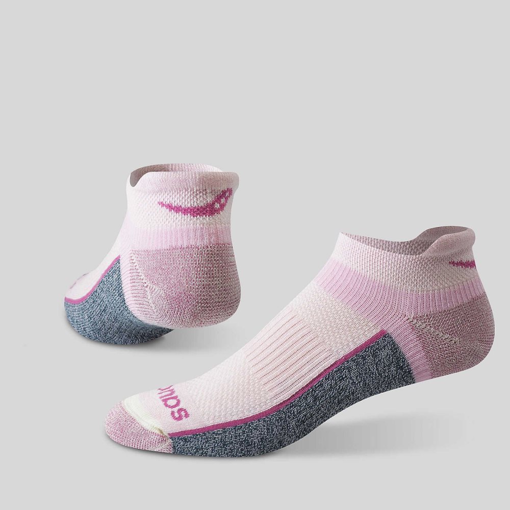 Saucony Inferno Merino Wool Blend No Show 3-Pack Sock Pink | AFKHM-3057