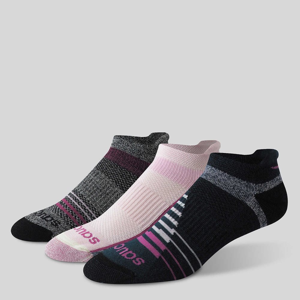 Saucony Inferno Merino Wool Blend No Show 3-Pack Sock Pink | AFKHM-3057