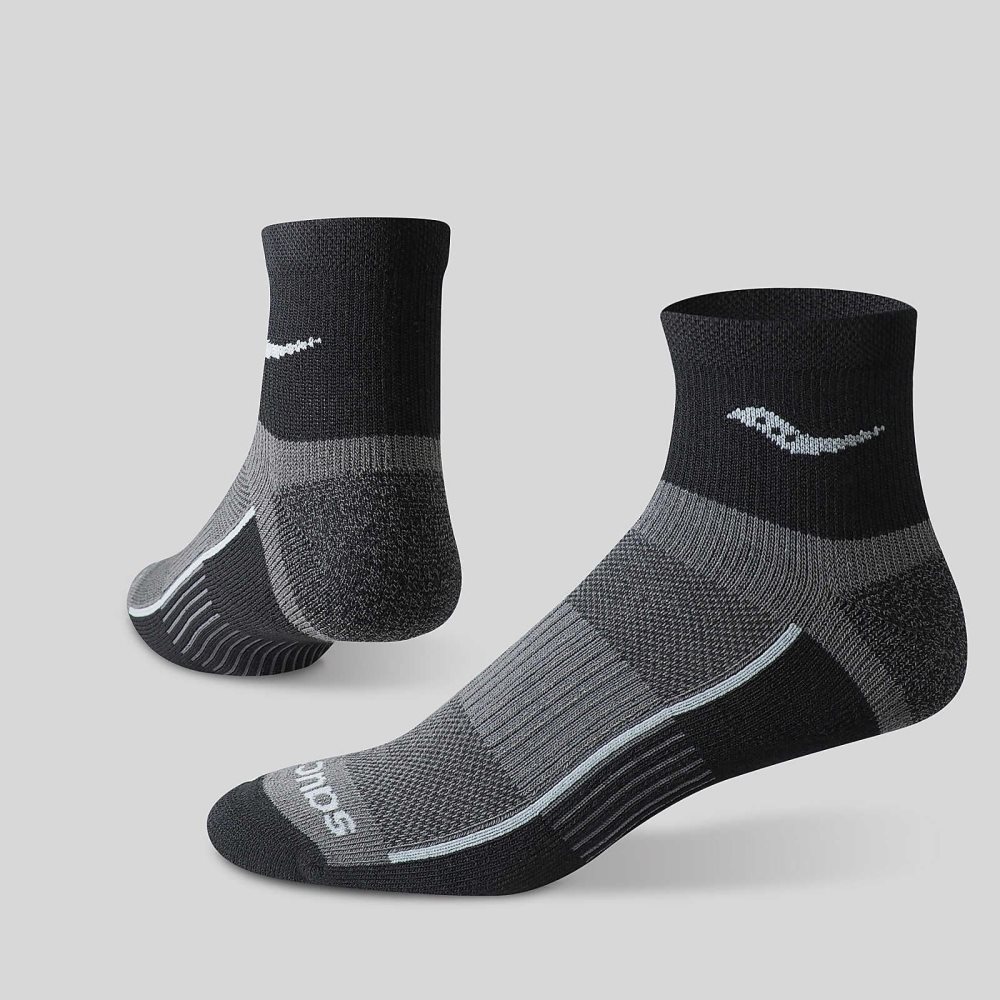 Saucony Inferno Quarter 3-Pack Socks Black | KGRDW-0256