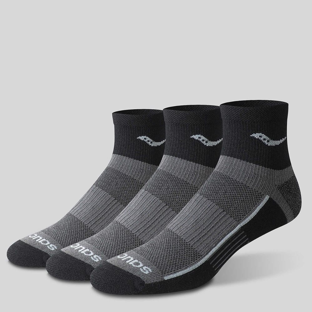 Saucony Inferno Quarter 3-Pack Socks Black | KGRDW-0256