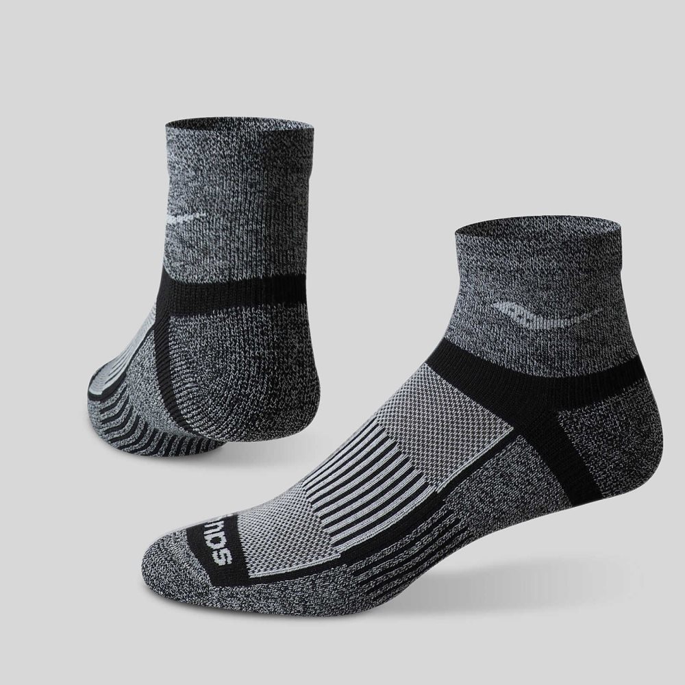 Saucony Inferno Quarter 3-Pack Socks Black White | VTQNE-4315