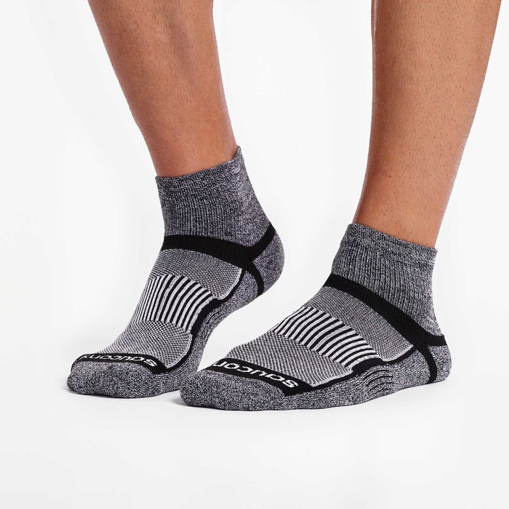 Saucony Inferno Quarter 3-Pack Socks Black White | VTQNE-4315