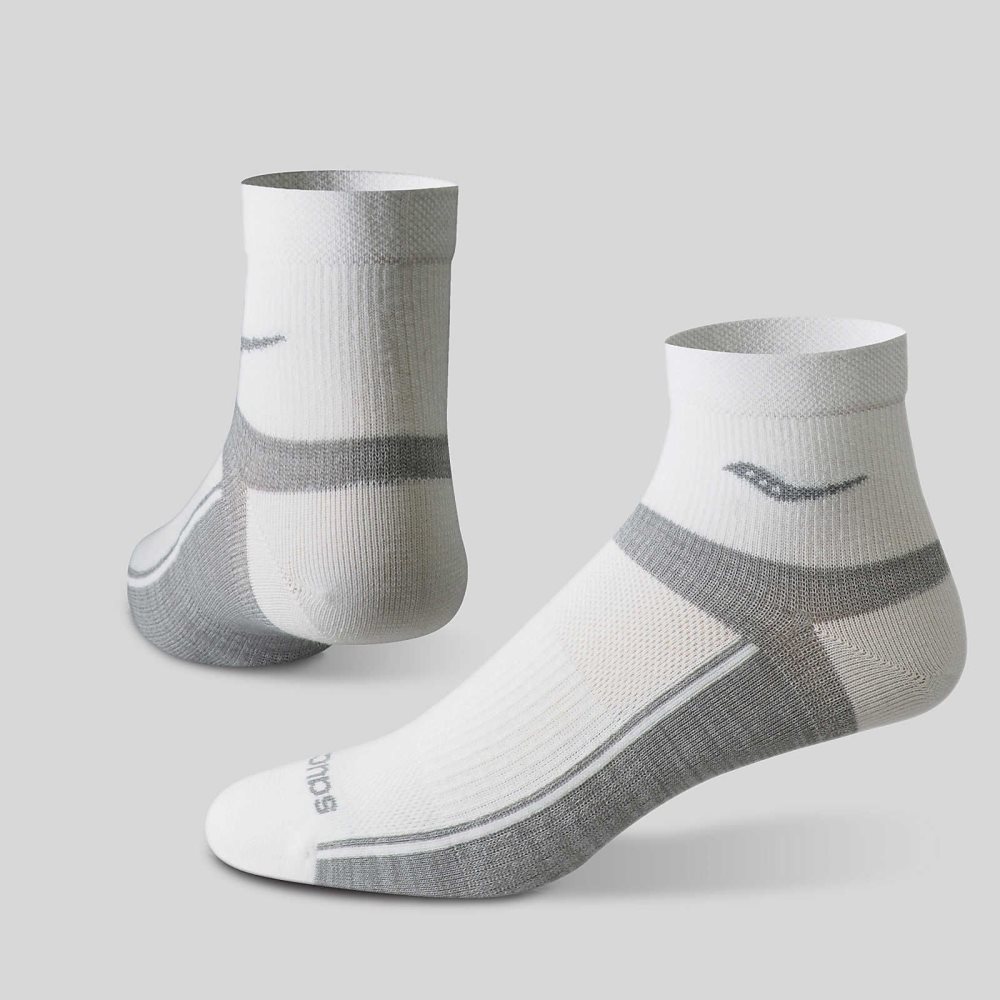 Saucony Inferno Ultralight Quarter 3-Pack Socks White | YBTGR-0429