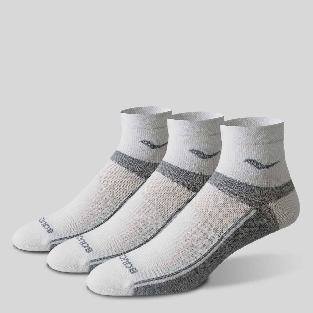 Saucony Inferno Ultralight Quarter 3-Pack Socks White | YBTGR-0429