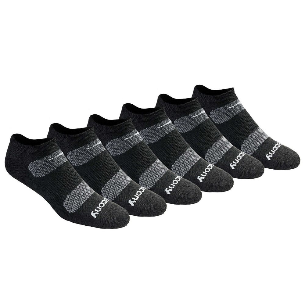 Saucony Legacy Performance No Show 6-Pack Socks Black | KZCWG-5013