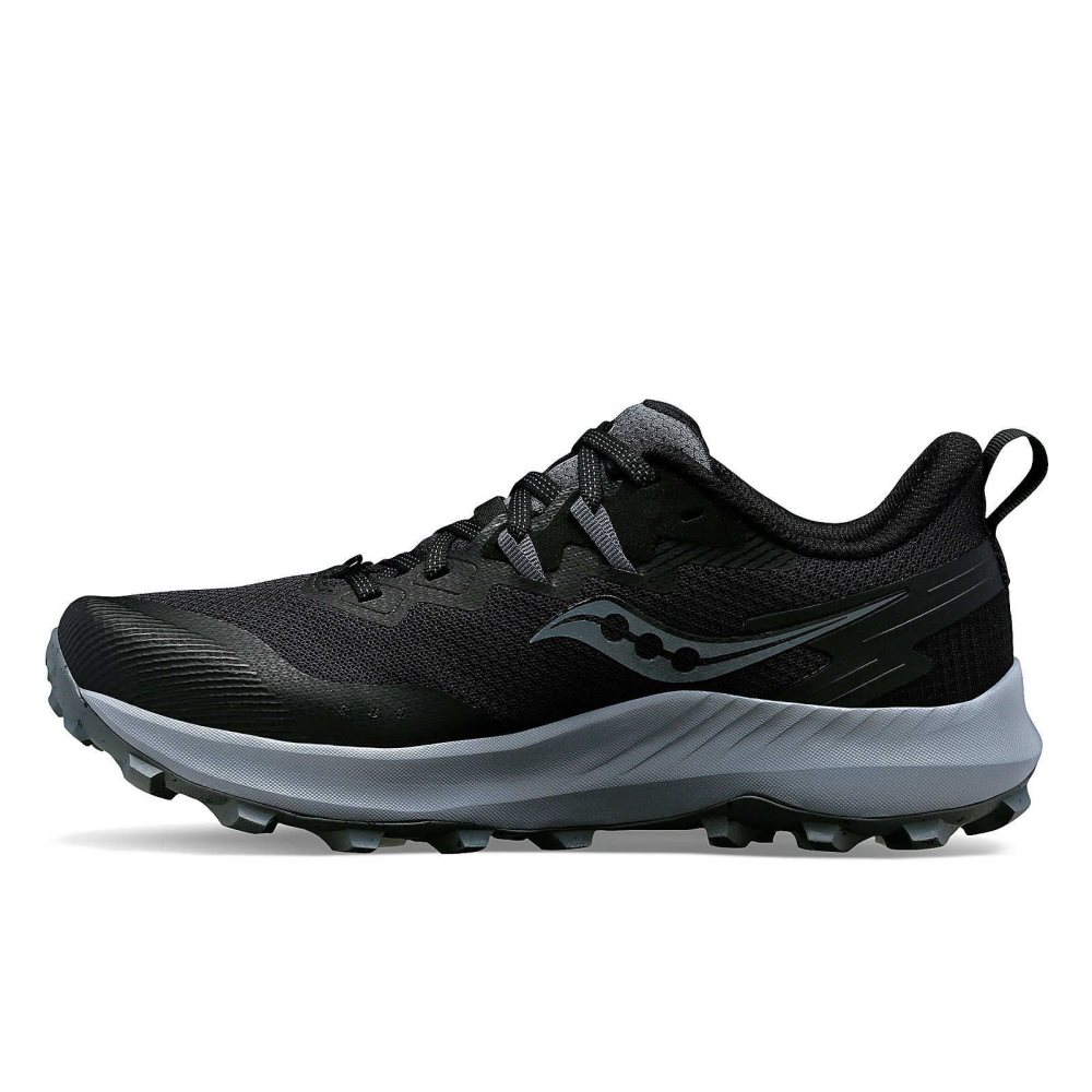 Saucony Peregrine 14 Wide Black Dark Grey | MGINO-8561