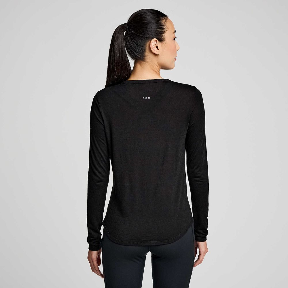 Saucony Peregrine Merino Long Sleeve Black | JYQMV-8932