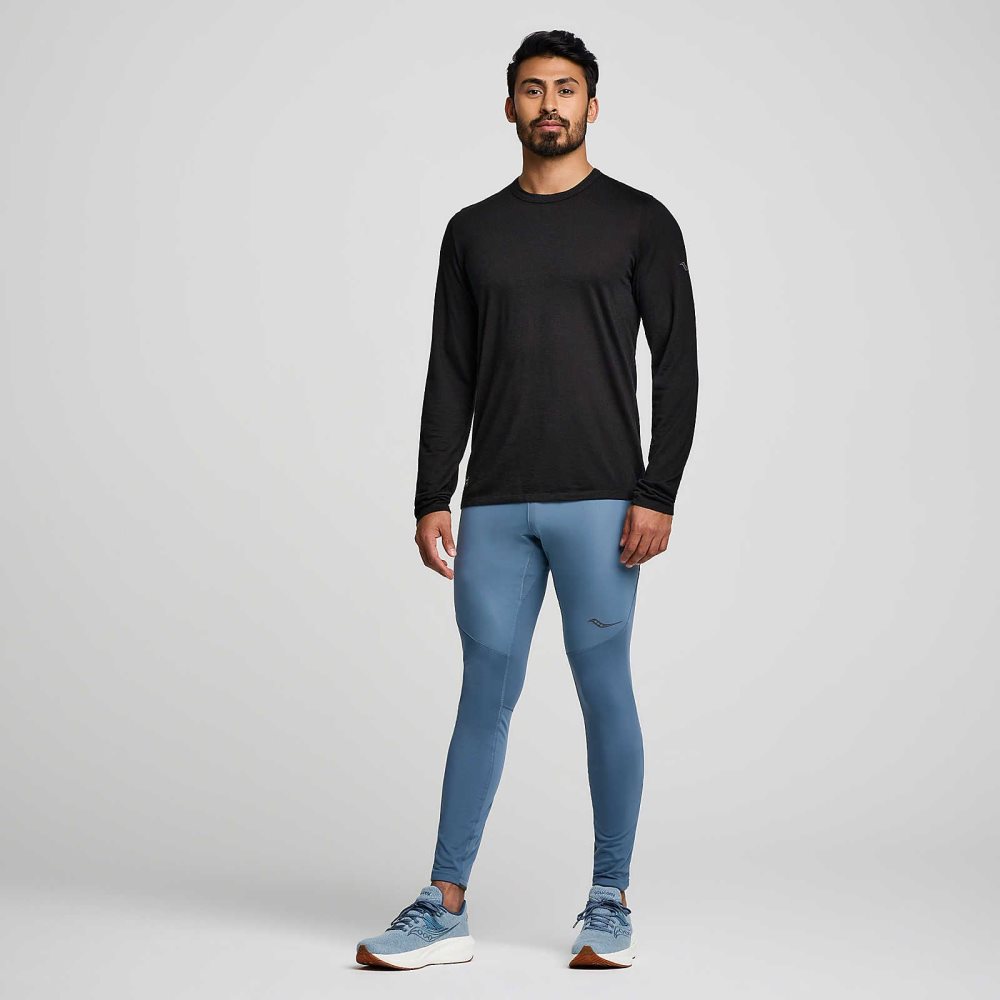 Saucony Peregrine Merino Long Sleeve Black | ZCWKV-1208