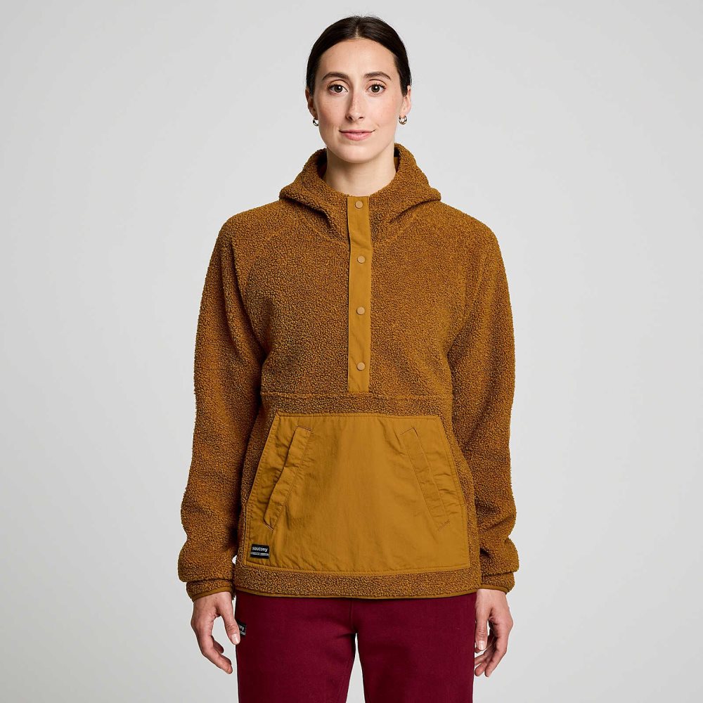 Saucony Recovery Sherpa Pullover Brown | BZIYU-1574