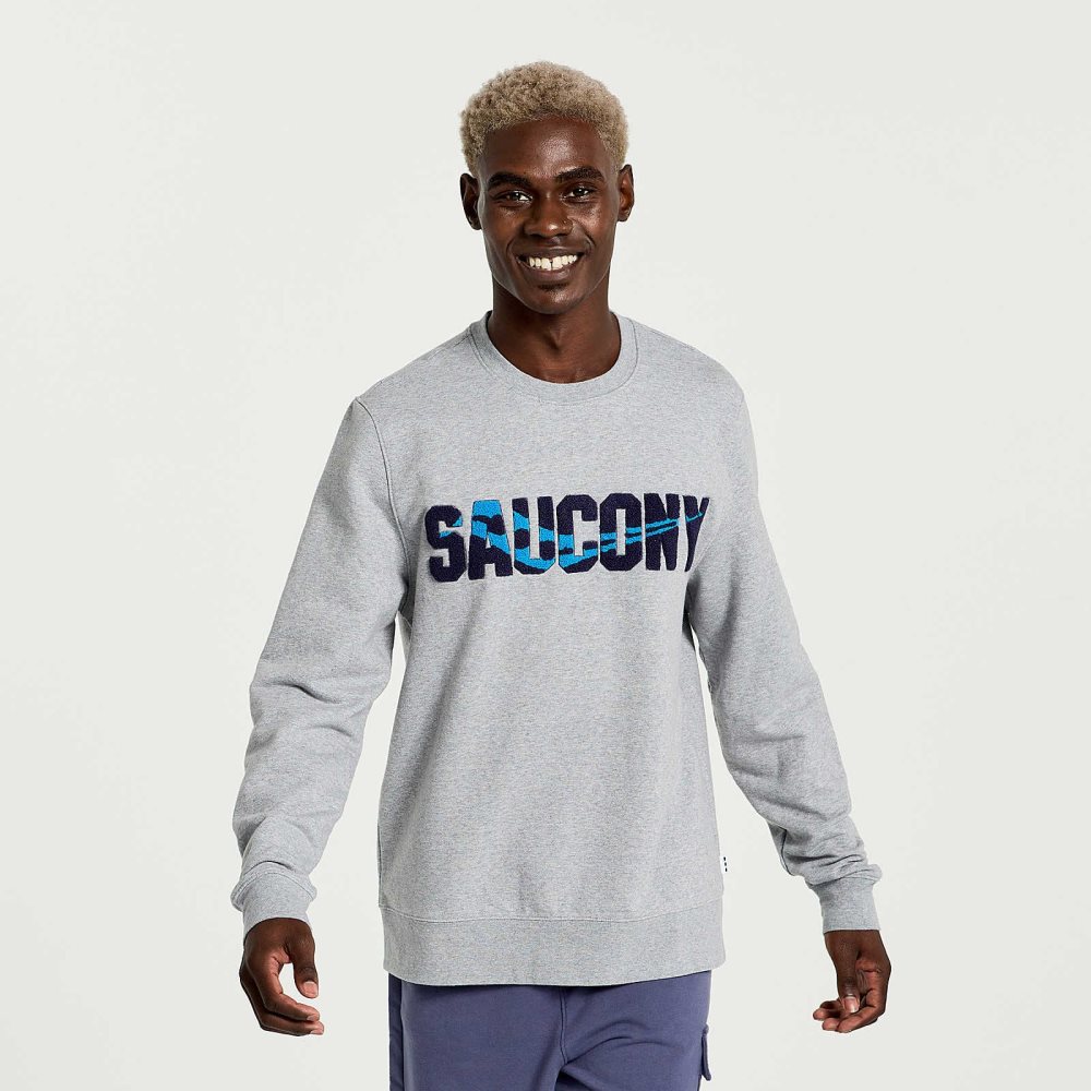 Saucony Rested Crewneck Light Grey | HKISR-5670