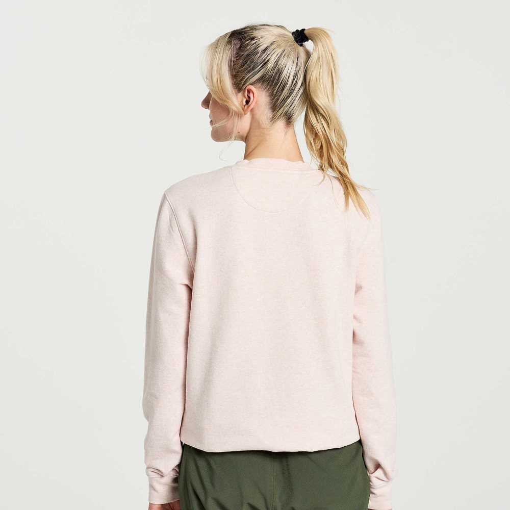 Saucony Rested Crewneck Rose | BADMP-4317