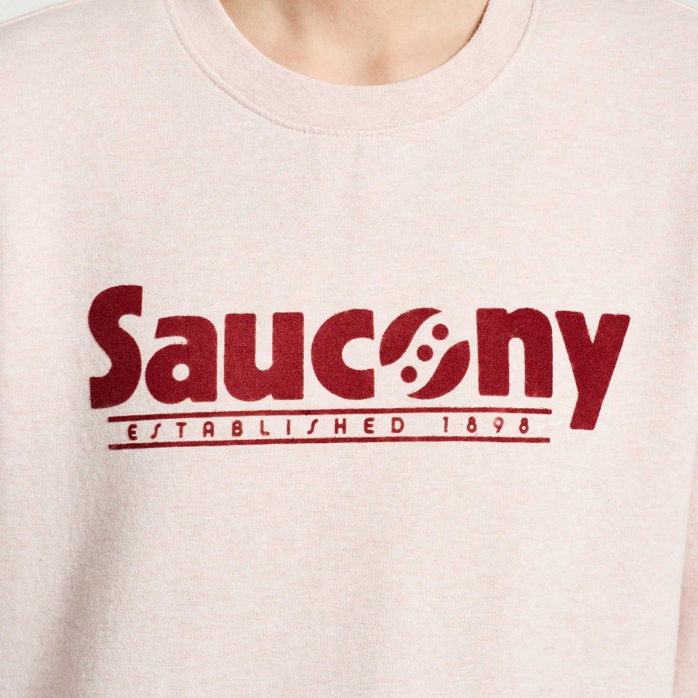 Saucony Rested Crewneck Rose | BADMP-4317