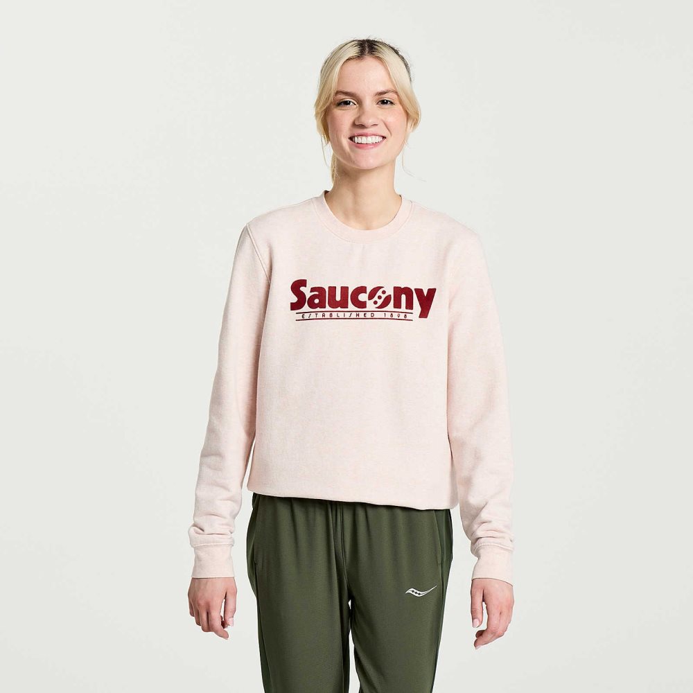 Saucony Rested Crewneck Rose | BADMP-4317