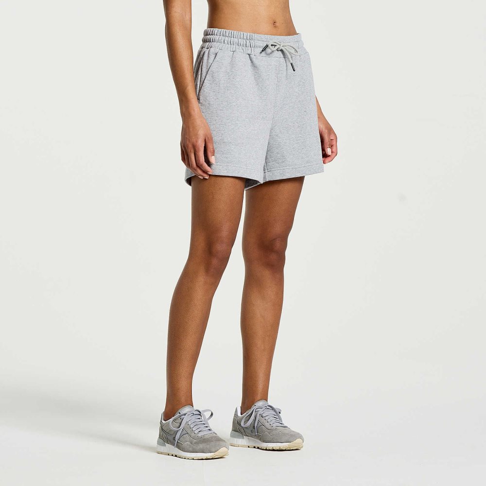 Saucony Rested Sweat Short Light Grey | DJBMU-3914