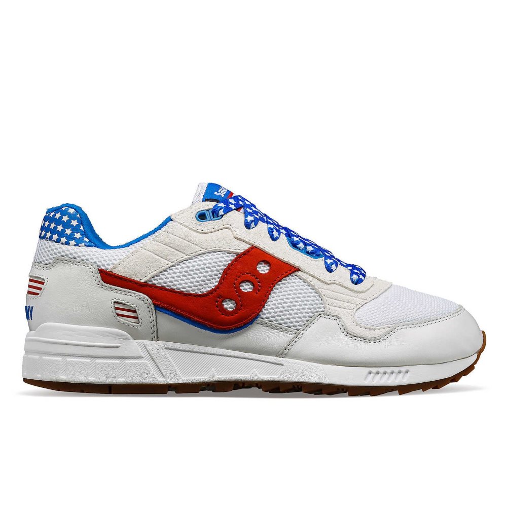 Saucony Shadow 5000 Fireworks White Red | VISQJ-6951