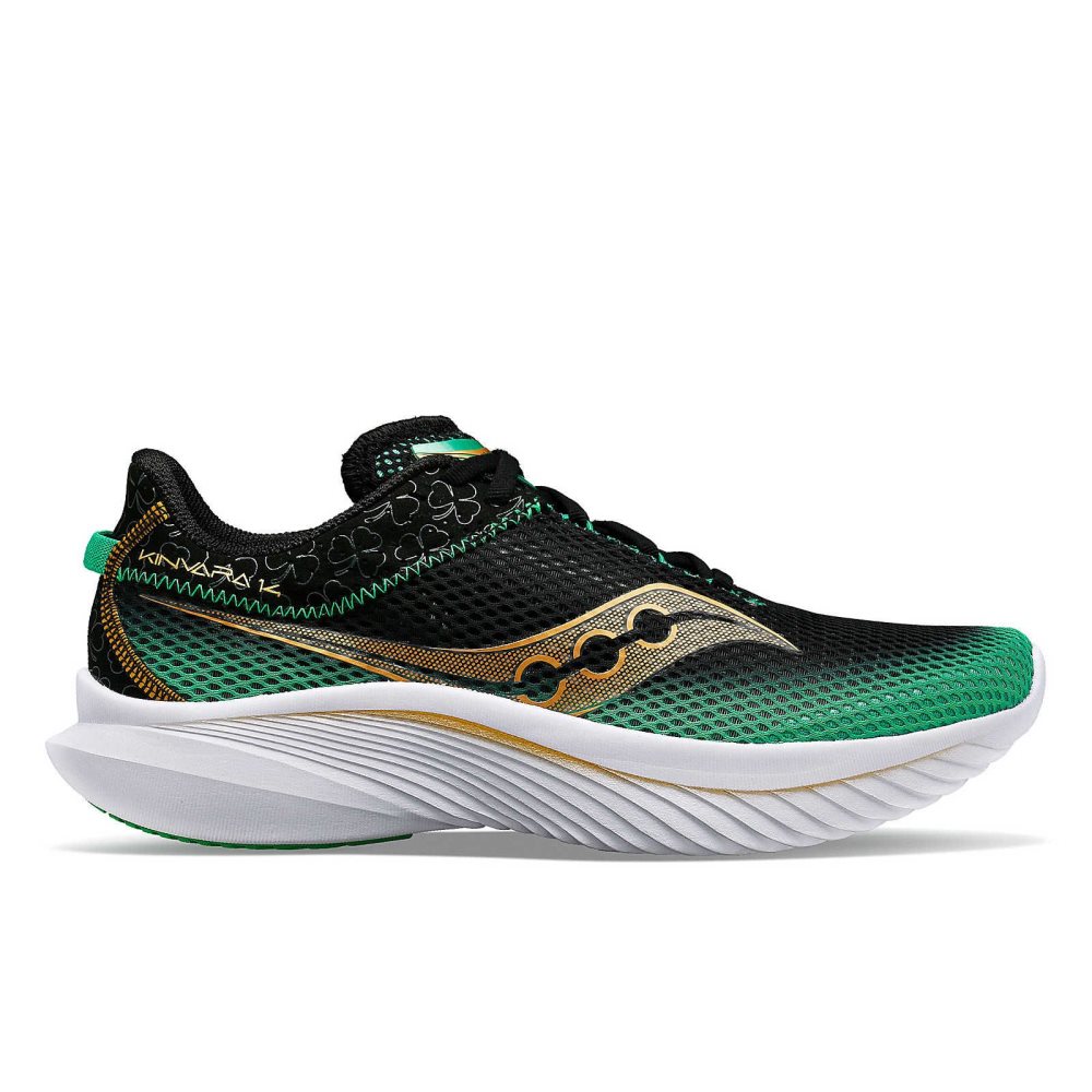 Saucony Shamrock Kinvara 14 Black Green | UWFJN-3092