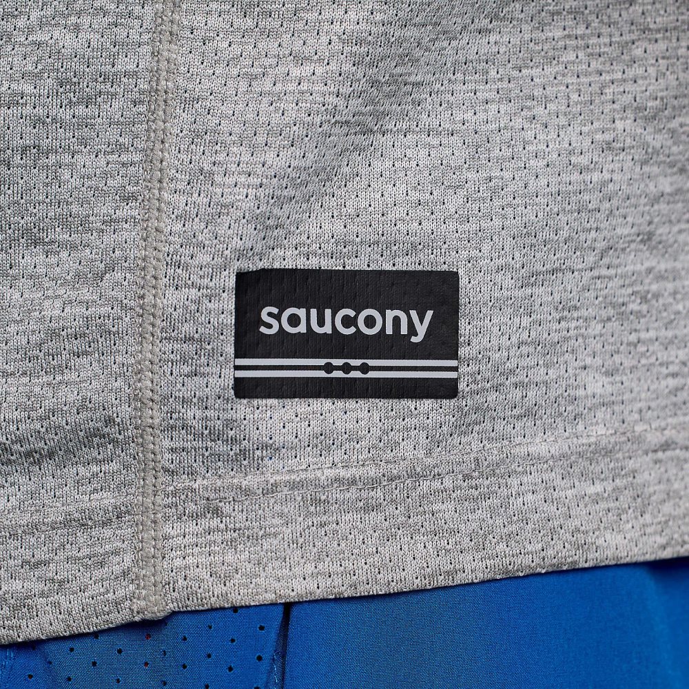 Saucony Stopwatch Graphic Short Sleeve Light Grey | BWJSU-7603