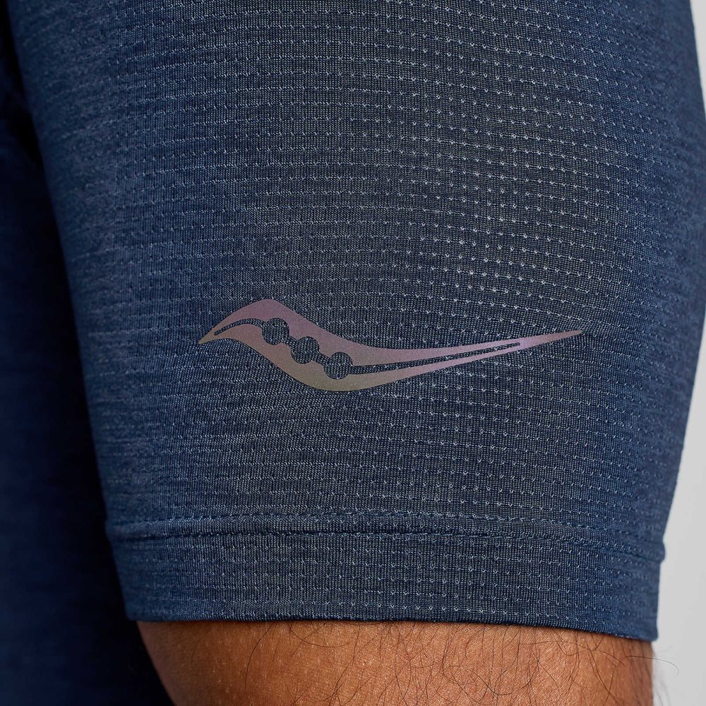 Saucony Stopwatch Graphic Short Sleeve Navy | CIGNO-0869