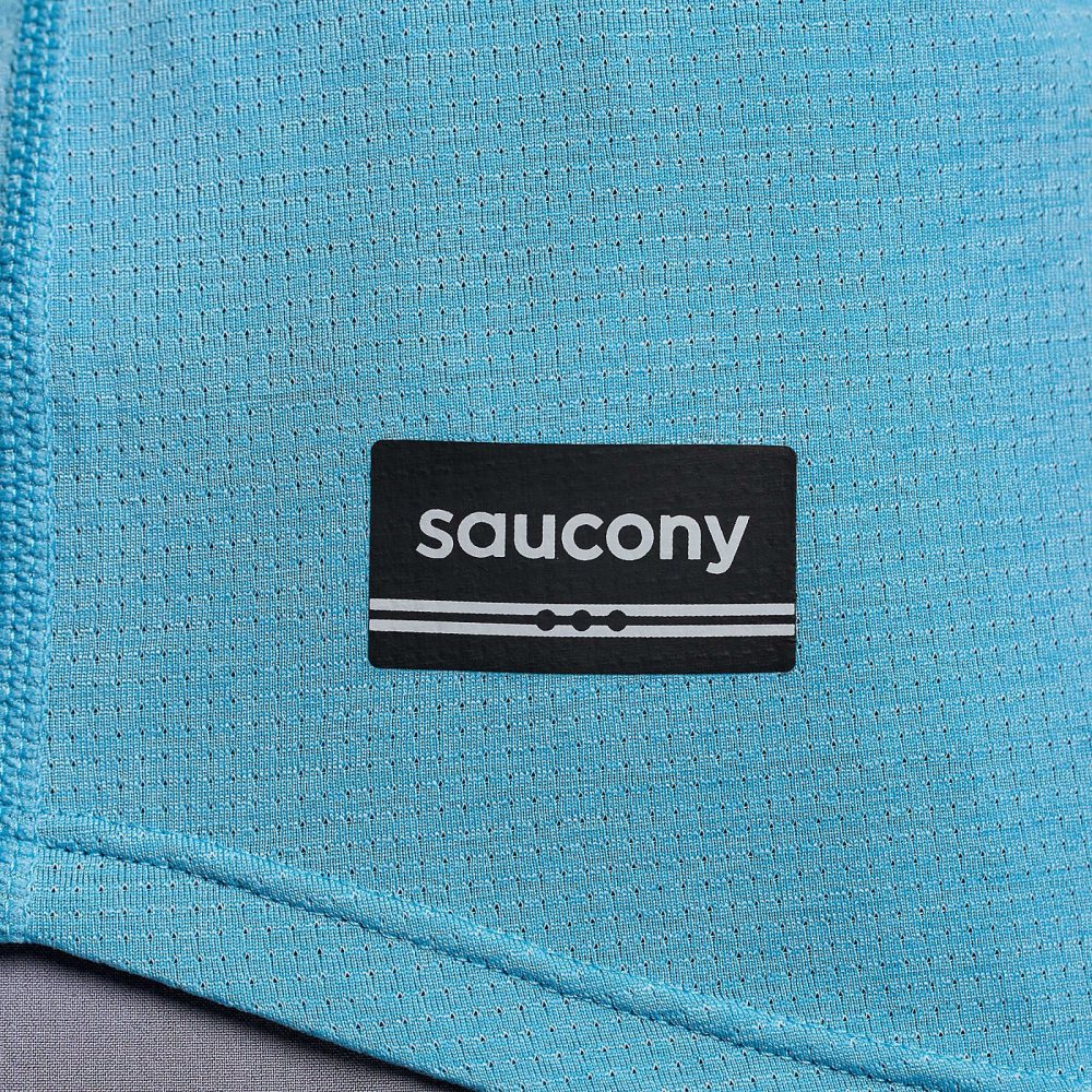 Saucony Stopwatch Graphic Short Sleeve Turquoise | MKQEG-7135